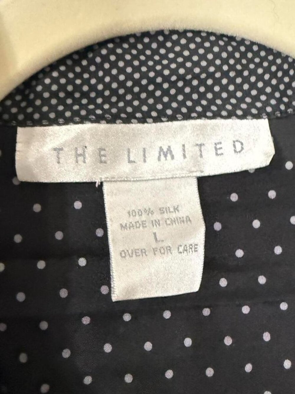 The Limited Black & White Polka Dot 100% Silk Button Up Size Large - Picture 2 of 5